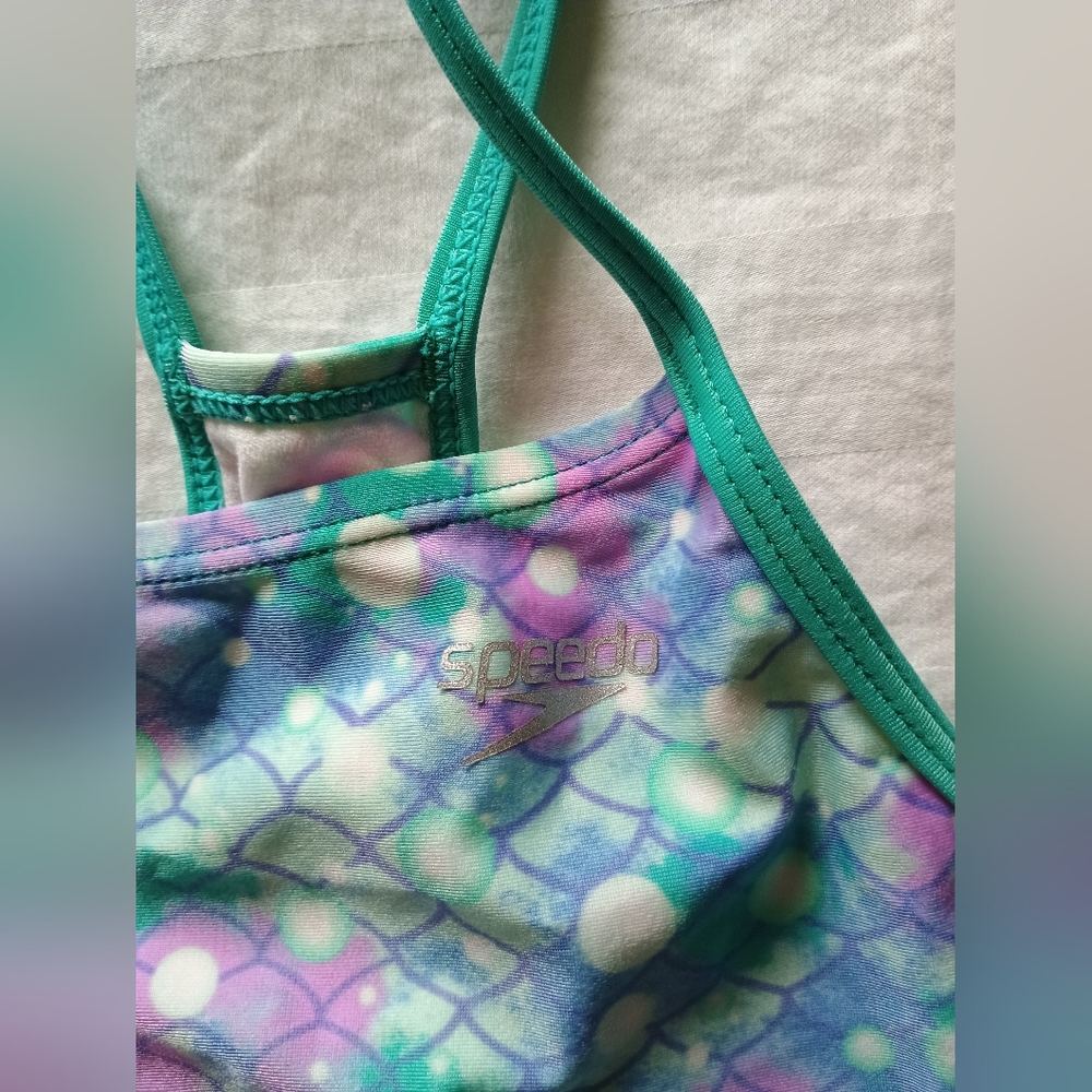 Speedo Girls Small Swimsuit Blue Purple Aqua Mermaid